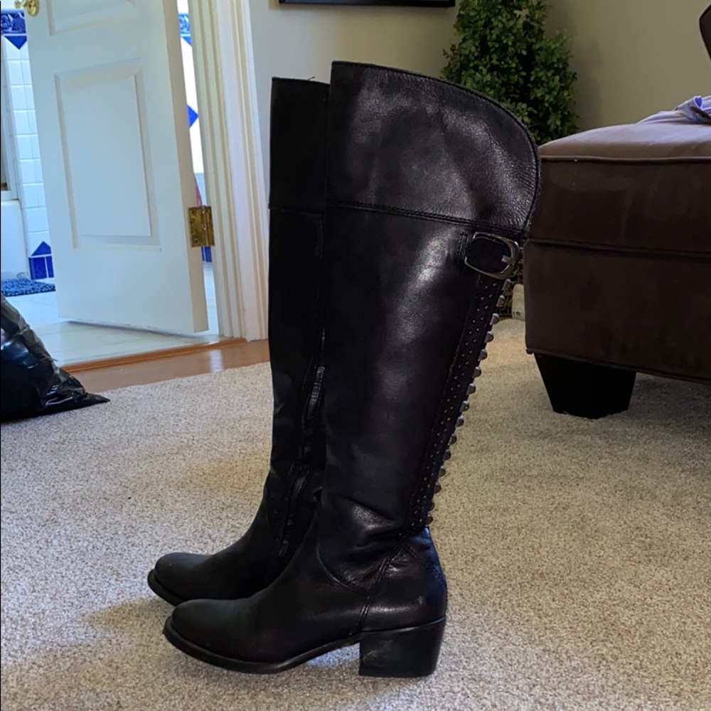 Black studded over the knee boots